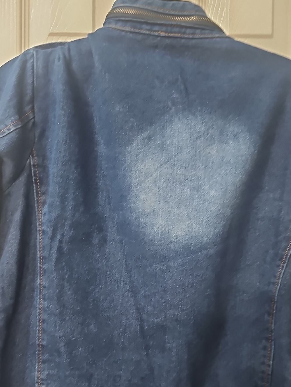 NWOT JEANS Women's Jean Jacket Multiple Pockets Zip Elastic Waist Distressed L - Picture 16 of 16